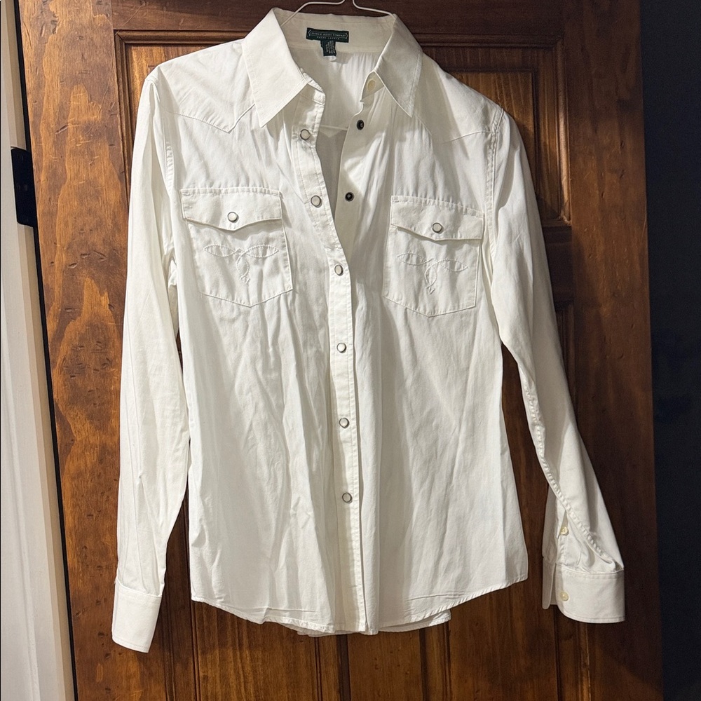 Ralph Lauren White Western Snap Shirt